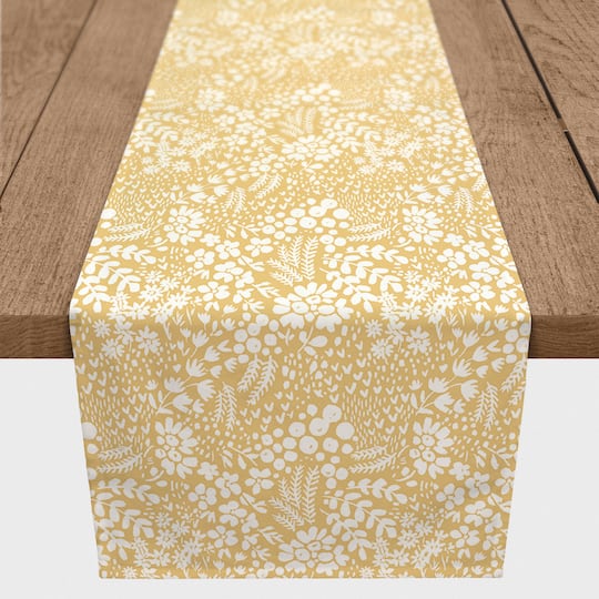 72" Dainty Floral Cotton Twill Table Runner